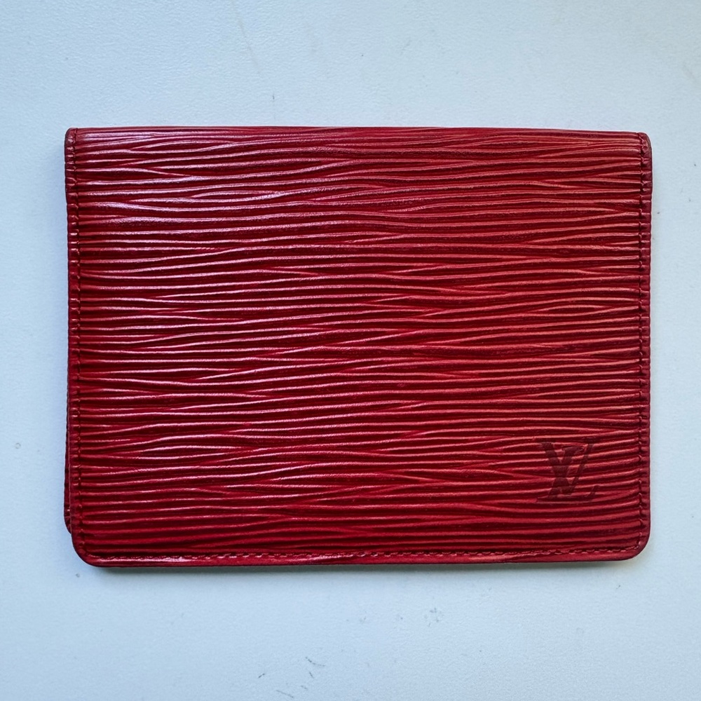 Louis Vuitton Red Epi Leather Card Holder / Bifold ID Wallet
